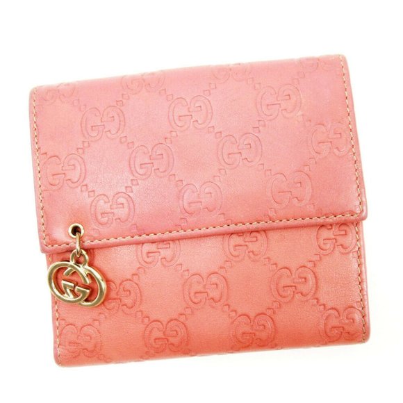 Auth Gucci Double SidedWallet Gucci Shima Pink Leather Auth T17262 - Picture 1 of 8